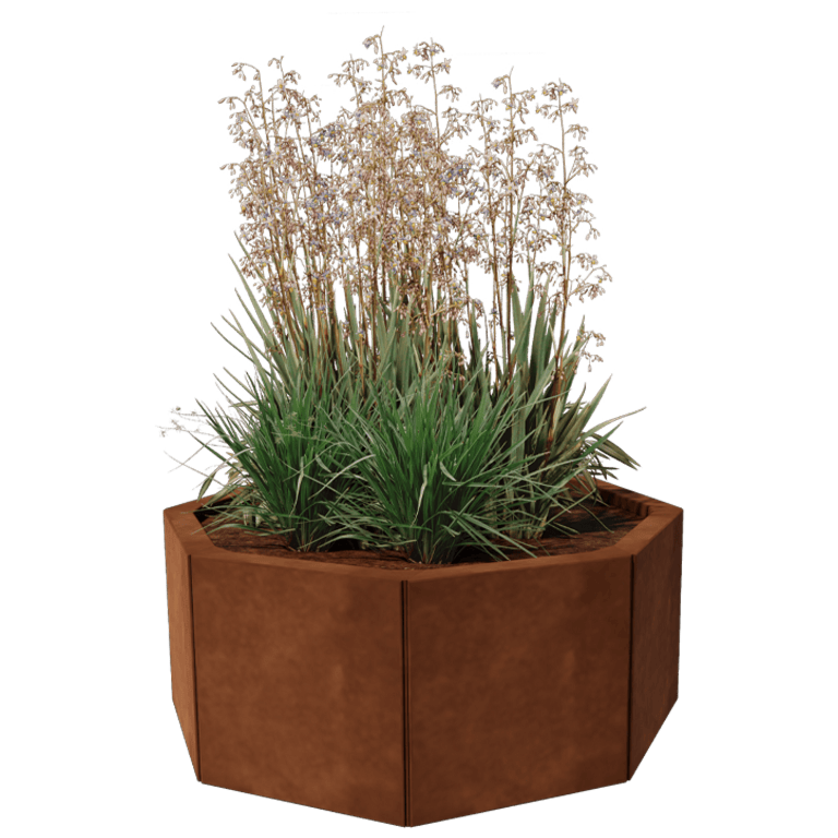 Jardinieră din oțel corten - Octagonal - 72,4 x 72,4 cm
