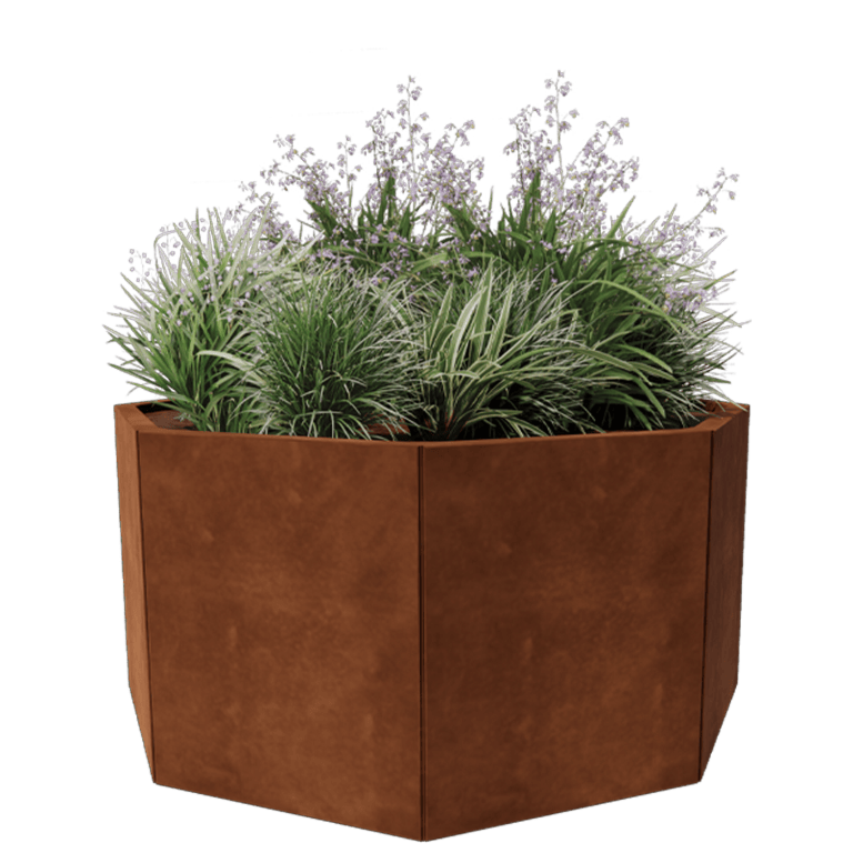 Jardinieră din oțel corten - Octagonal - 120,7 x 120,7 cm