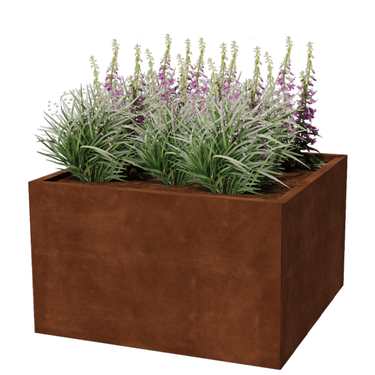 Jardinieră din oțel corten - Pătrat - 100 x 100 cm