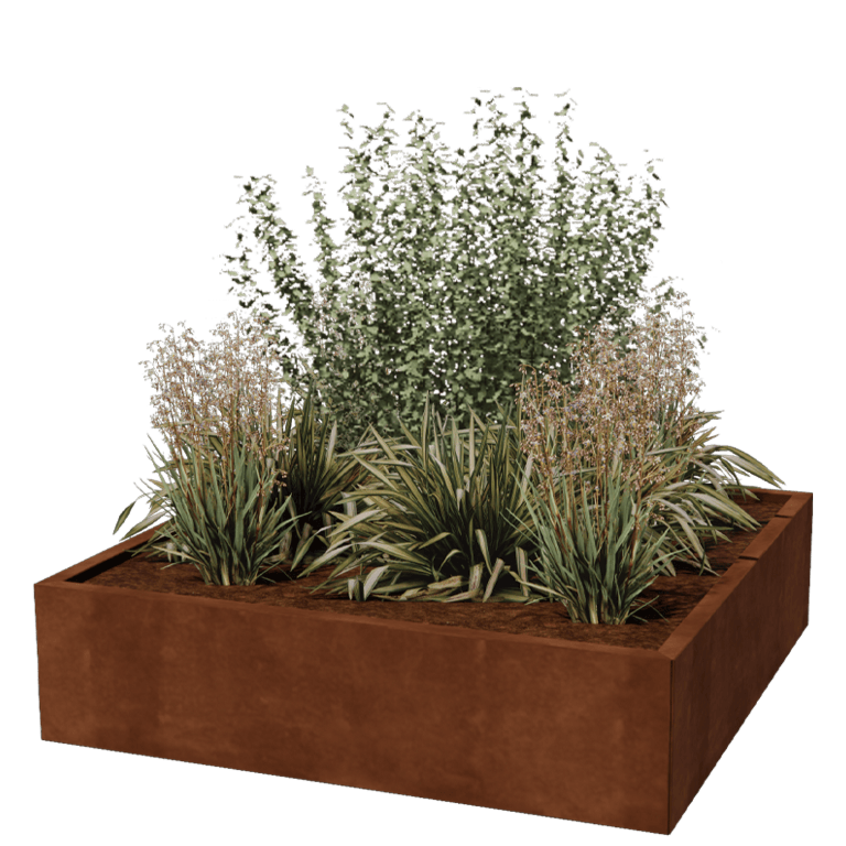 Jardinieră din oțel corten - Pătrat - 120 x 120 cm