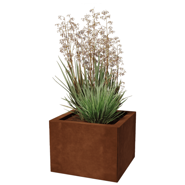 Jardinieră din oțel corten - Pătrat - 40 x 40 cm