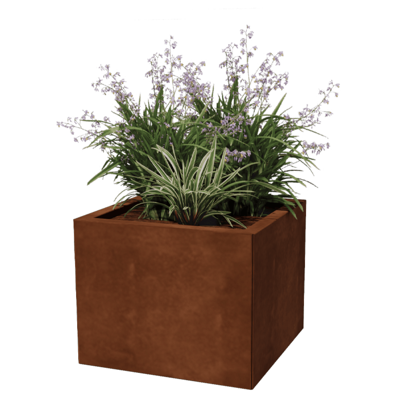 Jardinieră din oțel corten - Pătrat - 50 x 50 cm