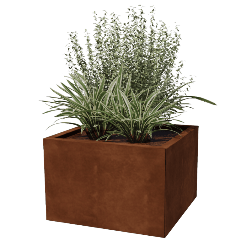 Jardinieră din oțel corten - Pătrat - 60 x 60 cm