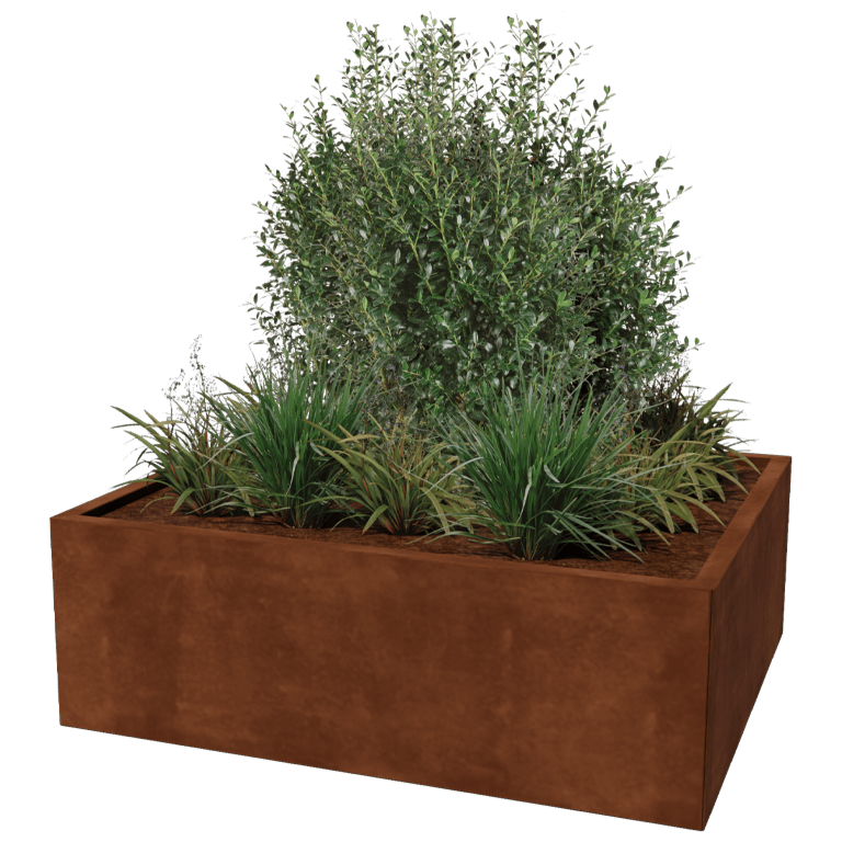 Jardinieră din oțel corten - Dreptunghiular - 100 x 120 cm
