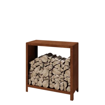Suport pentru lemne din oțel corten - Indiana - 100 x 40 x 100 cm
