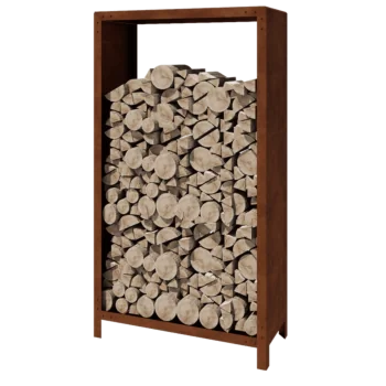 Suport pentru lemne din oțel corten - Indiana - 100 x 40 x 180 cm