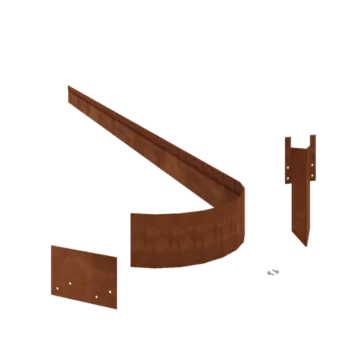 Separator de gazon din oțel corten - Aplatizat FLEX - Înălțime 13 cm - Set complet 15 metri