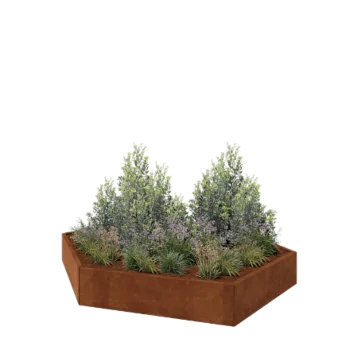 Jardinieră din oțel corten - Hexagonal - 239,3 x 207,8 x 30 cm - Fără placă de bază