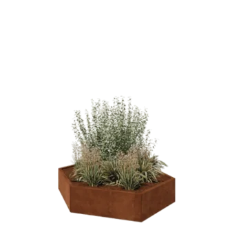 Jardinieră din oțel corten - Hexagonal - 159,3 x 138,6 x 30 cm - Fără placă de bază