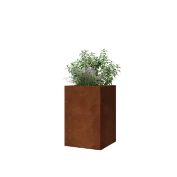 Jardinieră din oțel corten - Pătrat - 40 x 40 x 60 cm - Cu placă de bază