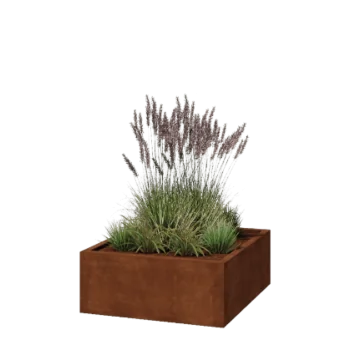 Jardinieră din oțel corten - Pătrat - 100 x 100 x 40 cm - Sudat - Fără placă de bază