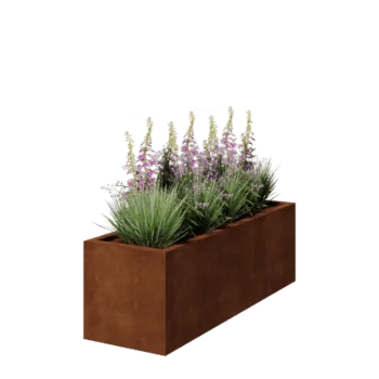 Jardinieră din oțel corten - Dreptunghiular - 150 x 50 x 50 cm - Sudat - Cu placă de bază