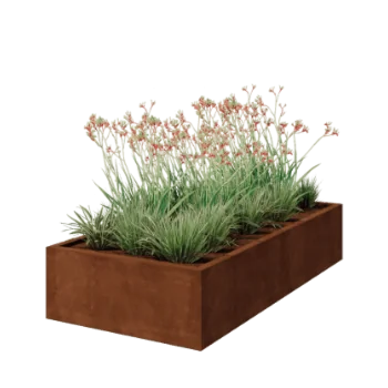 Jardinieră din oțel corten - Dreptunghiular - 200 x 100 x 40 cm - Sudat - Fără placă de bază