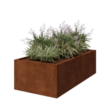 Jardinieră din oțel corten - Dreptunghiular - 200 x 100 x 60 cm - Sudat - Fără placă de bază