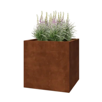 Jardinieră din oțel corten - Pătrat - 80 x 80 x 80 cm - Sudat - Cu placă de bază