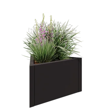 Jardinieră din oțel - Triunghiular echilateral - 70,6 x 61 x 40 cm - RAL7016 mat (gri antracit) - Fără placă de bază
