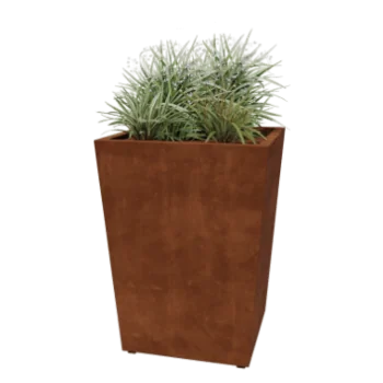 Jardinieră din oțel corten - Conic - 80 x 80 x 101,5 cm - Sudat - Cu placă de bază