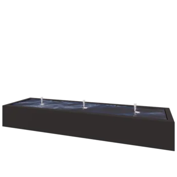 Fântână din aluminiu - Lyra - 300 x 80 x 40 cm - RAL9005 mat (negru) - Cu iluminare LED