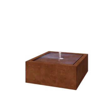 Fântână din oțel corten - Lyra - 100 x 100 x 40 cm - Cu iluminare LED