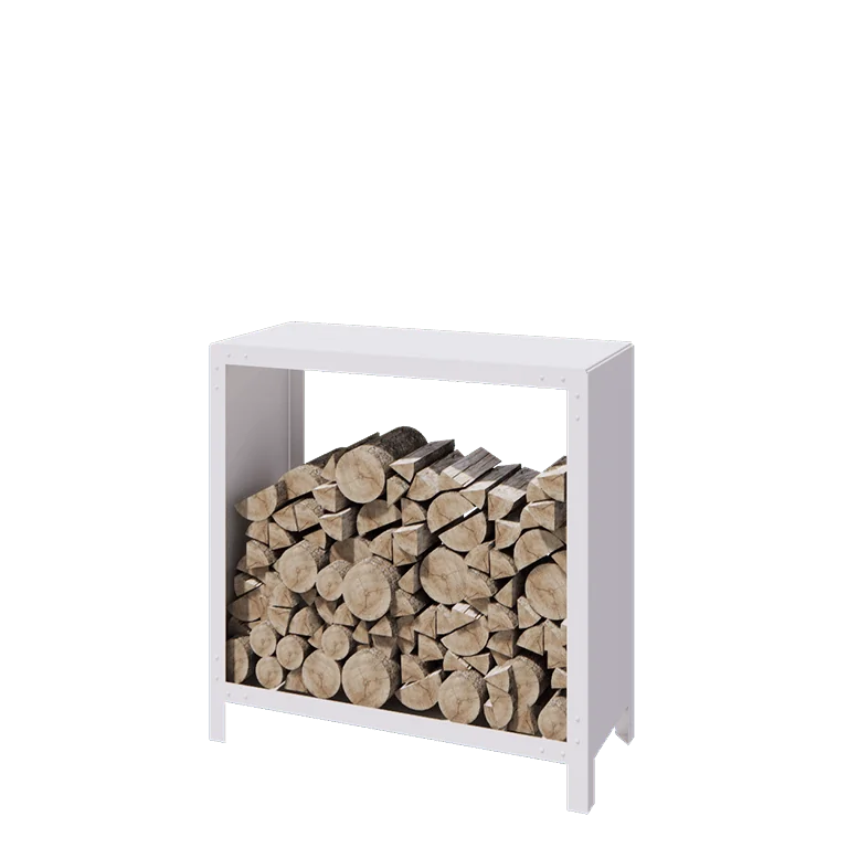 Suport pentru lemne din oțel - Indiana - 100 x 40 x 100 cm - RAL9010 mat (alb)