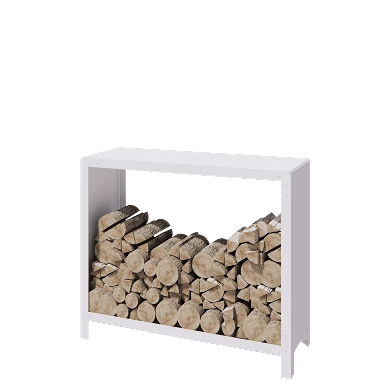 Suport pentru lemne din oțel - Indiana - 120 x 40 x 100 cm - RAL9010 mat (alb)