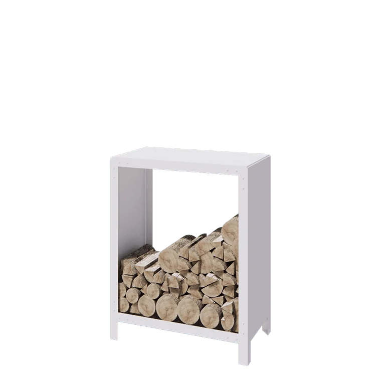 Suport pentru lemne din oțel - Indiana - 80 x 40 x 100 cm - RAL9010 mat (alb)