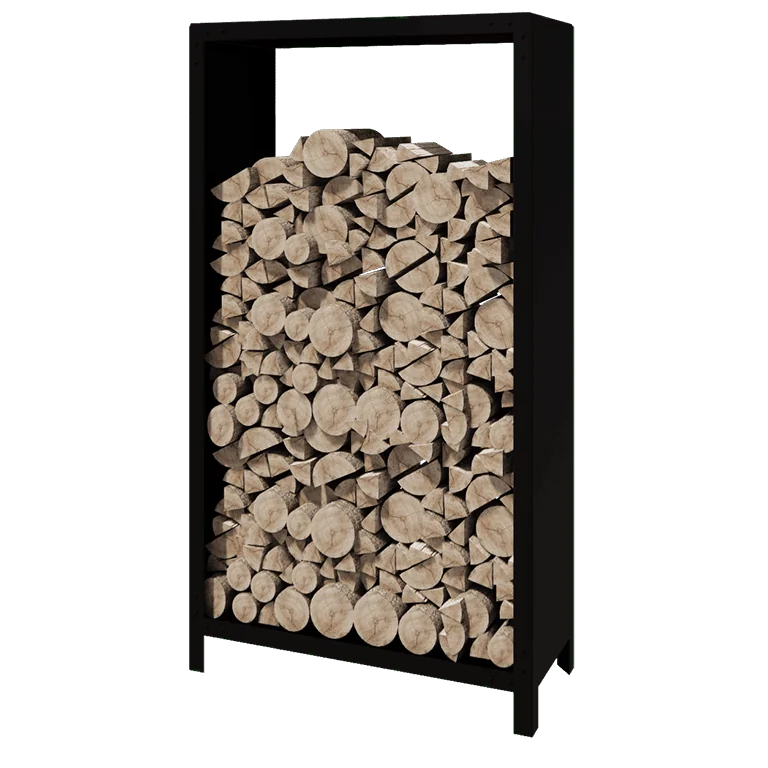 Suport pentru lemne din oțel - Indiana - 100 x 40 x 180 cm - RAL9005 mat (negru)