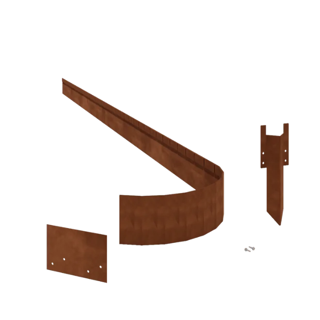 Separator de gazon din oțel corten - Aplatizat FLEX - Înălțime 13 cm - Set complet 24 metri