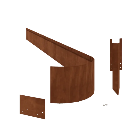 Separator de gazon din oțel corten - Aplatizat FLEX - Înălțime 23 cm - Set complet 15 metri