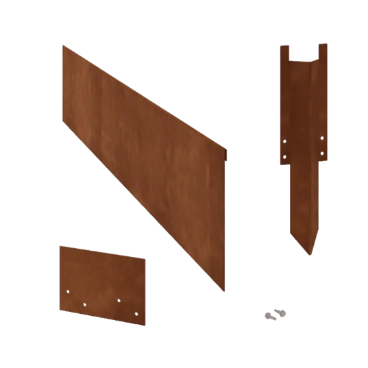 Separator de gazon din oțel corten - Aplatizat - Înălțime 23 cm - Set complet 15 metri