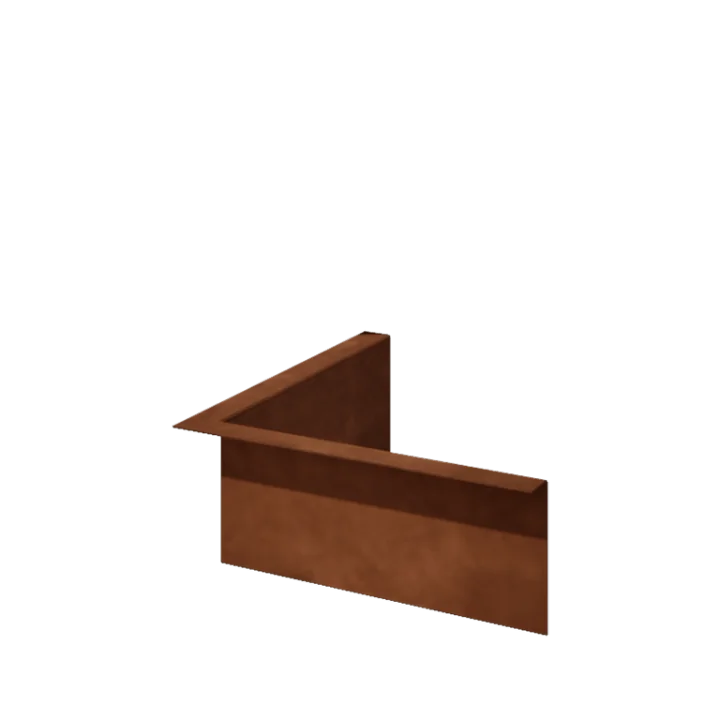 Separator de gazon din oțel corten - Îndoită - Colț interior - Înălțime 12 cm