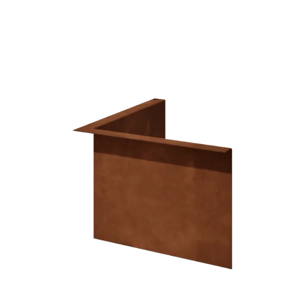 Separator de gazon din oțel corten - Îndoită - Colț interior - Înălțime 22 cm