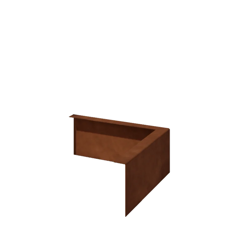 Separator de gazon din oțel corten - Îndoită - Colț exterior - Înălțime 12 cm