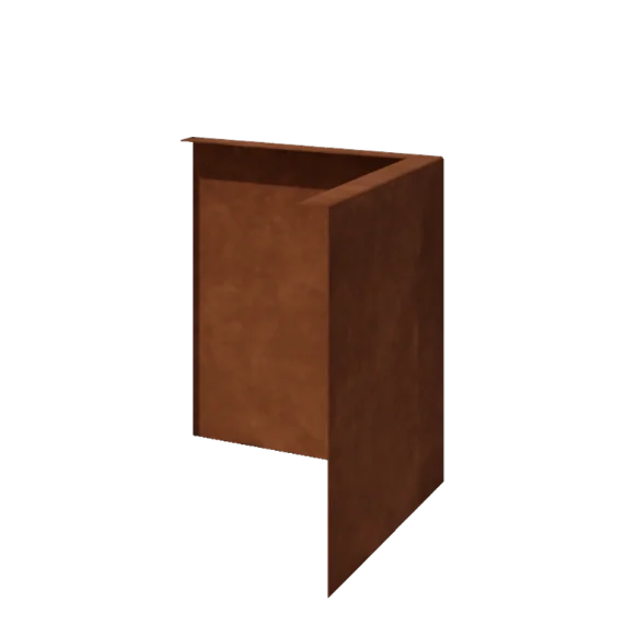 Separator de gazon din oțel corten - Îndoită - Colț exterior - Înălțime 34 cm