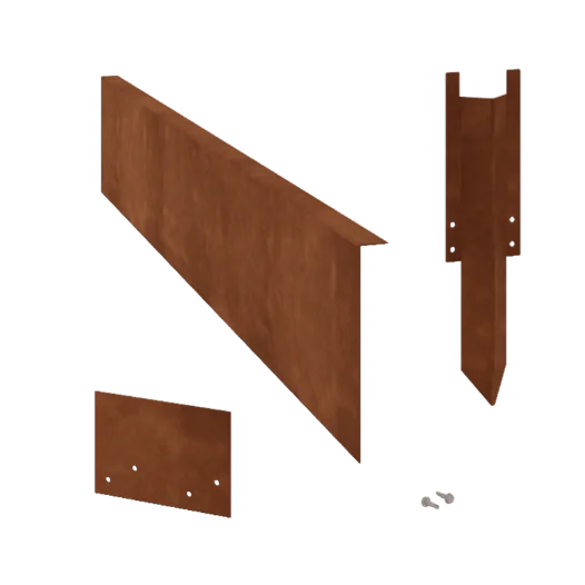 Separator de gazon din oțel corten - Îndoită - Înălțime 22 cm - Set complet 24 metri