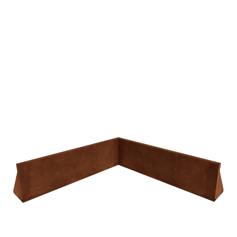 Zid de sprijin din oțel corten - Colț interior - 100 x 100 x 30 cm