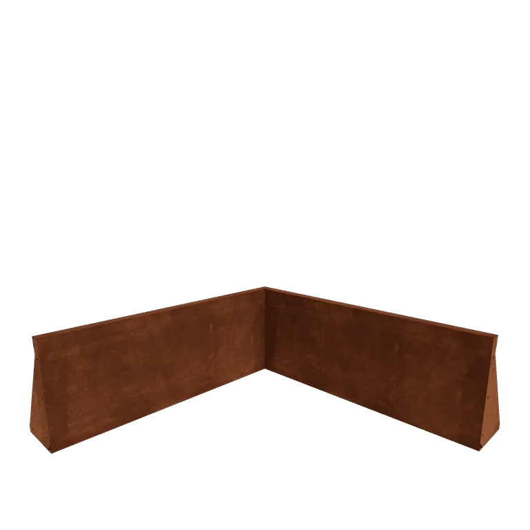 Zid de sprijin din oțel corten - Colț interior - 100 x 100 x 40 cm