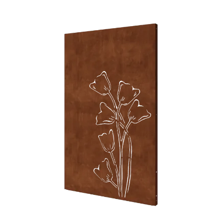 Panou decorativ din oțel corten - Lalea asimetric - 120 x 6 x 190 cm
