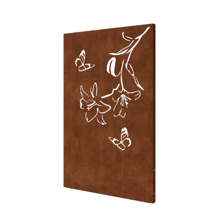 Panou decorativ din oțel corten - Crin - 120 x 6 x 190 cm