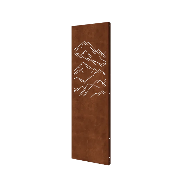 Panou decorativ din oțel corten - Munți 1 - 60 x 6 x 190 cm