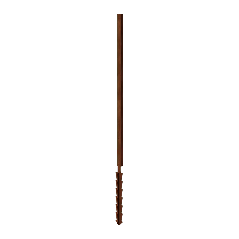 Stâlp de suport din oțel corten - Colț cu țăruș de fixare - 190 x 6 x 6 cm