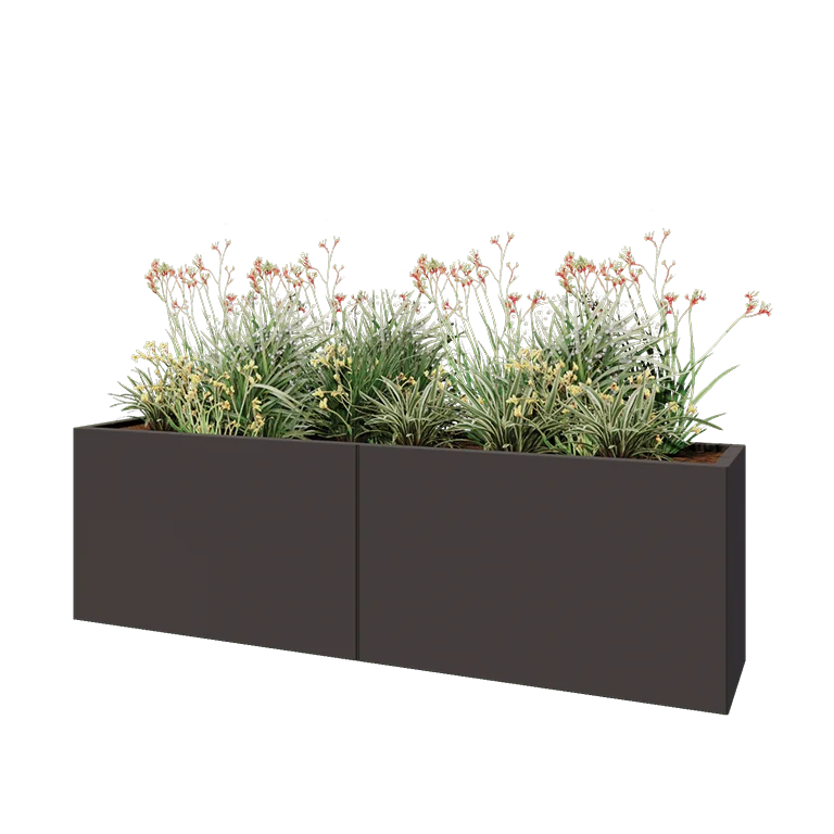 Jardinieră XXL din oțel - Dreptunghiular - 200 x 40 x 60 cm - RAL7016 mat (gri antracit) - Fără placă de bază