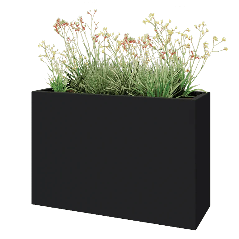 Jardinieră din fibră de sticlă - Dreptunghi - 120 x 40 x 80 cm - RAL7021 mat (gri negru) - Cu fund
