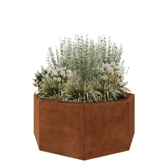 Jardinieră din oțel corten - Octagonal - 168,6 x 168,6 x 70 cm - Fără placă de bază