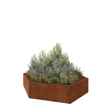Jardinieră din oțel corten - Hexagonal - 199,3 x 173,2 x 40 cm - Fără placă de bază