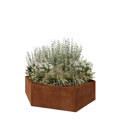 Jardinieră din oțel corten - Hexagonal - 199,3 x 173,2 x 50 cm - Fără placă de bază