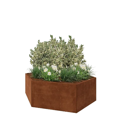 Jardinieră din oțel corten - Hexagonal - 199,3 x 173,2 x 60 cm - Fără placă de bază