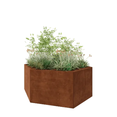 Jardinieră din oțel corten - Hexagonal - 199,3 x 173,2 x 80 cm - Fără placă de bază