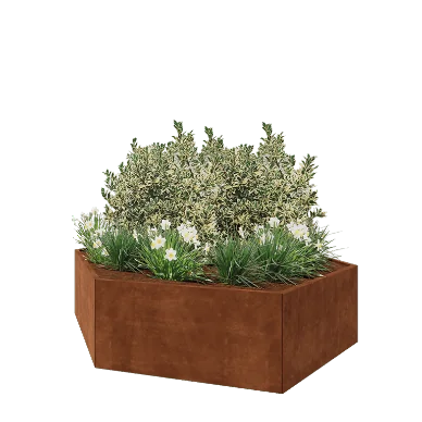 Jardinieră din oțel corten - Hexagonal - 239,3 x 207,8 x 60 cm - Fără placă de bază