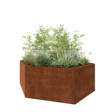 Jardinieră din oțel corten - Hexagonal - 239,3 x 207,8 x 80 cm - Fără placă de bază